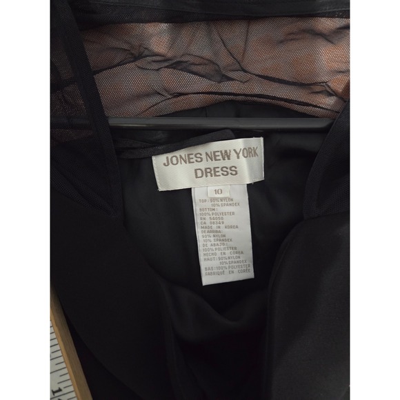 Jones New York Dress Womens 10 Black Mesh Sleeve Maxi Goth Glam Formal Evening - Picture 5 of 5